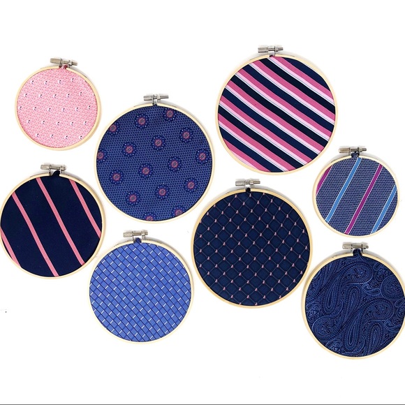 Necktie wall hanging set, navy blue and pink, ties - Picture 2 of 10